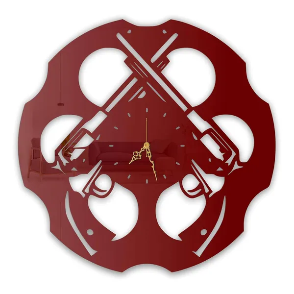 Wine_Red_Revolver_Chamber_Wall_Clock_Ultra_High_Gloss_Metal_Built_Silent_Non_Ticking_Movement_Tactical_Wall_Decor_Living_Room_Bedroom_Man_Cave
