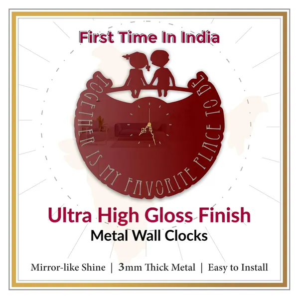 Wine_Red_Together_Love_Kids_Wall_Clock_Ultra_High_Gloss_Metal_Built_Silent_Non_Ticking_Movement_Romantic_Wall_Decor_Living_Room_Bedroom_Kids_Room