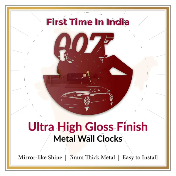 Wine_Red_Secret_Agent_Spy_Wall_Clock_Ultra_High_Gloss_Metal_Built_Silent_Non_Ticking_Movement_Action_Hero_Wall_Decor_Living_Room_Bedroom_Office
