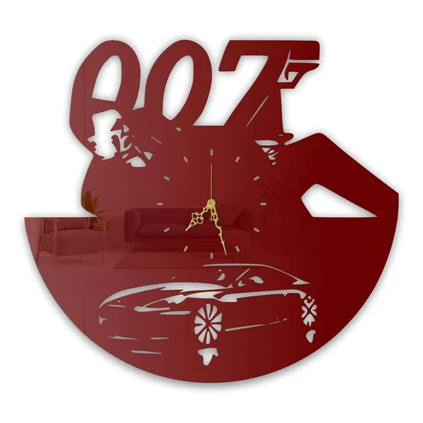 Wine_Red_Secret_Agent_Spy_Wall_Clock_Ultra_High_Gloss_Metal_Built_Silent_Non_Ticking_Movement_Action_Hero_Wall_Decor_Living_Room_Bedroom_Office