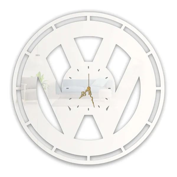 White_Vintage_Auto_Monogram_Wall_Clock_Ultra_High_Gloss_Metal_Built_Silent_Non_Ticking_Movement_Car_Lover_Wall_Decor_Living_Room_Office_Garage
