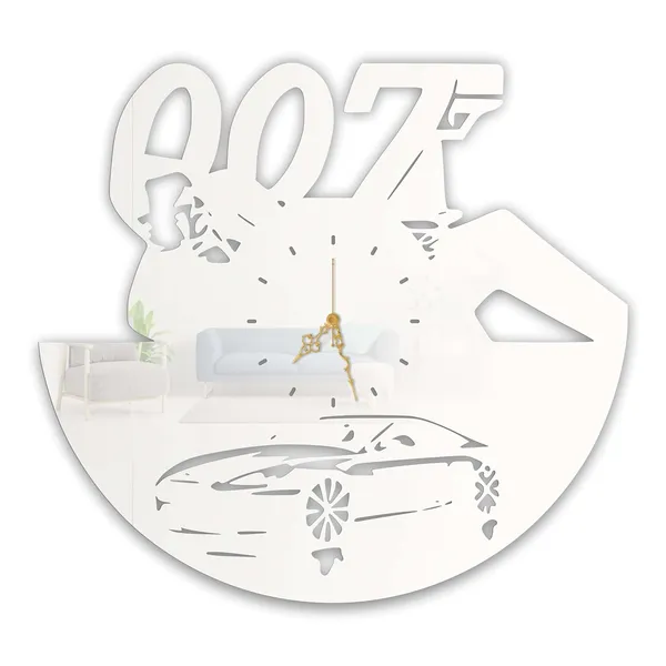 White_Secret_Agent_Spy_Wall_Clock_Ultra_High_Gloss_Metal_Built_Silent_Non_Ticking_Movement_Action_Hero_Wall_Decor_Living_Room_Bedroom_Office