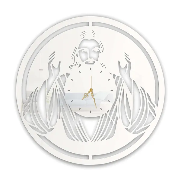 White_Divine_Blessing_Wall_Clock_Ultra_High_Gloss_Metal_Built_Silent_Non_Ticking_Movement_Modern_Spiritual_Wall_Decor_Living_Room_Bedroom