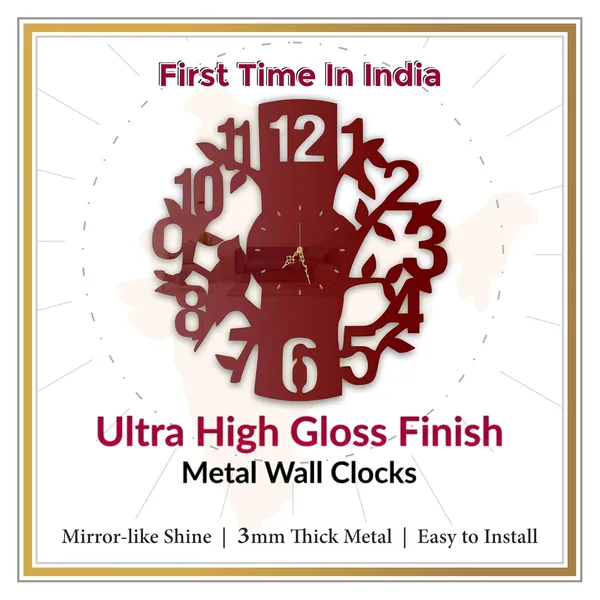Wine_Red_Tree_Branch_Numbers_Wall_Clock_Ultra_High_Gloss_Metal_Built_Silent_Non_Ticking_Metal_Wall_Clock_Nature_Decor_Living_Room_Bedroom_Office