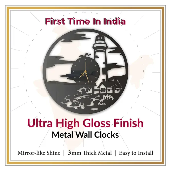 Black_Lighthouse_Coastal_Wall_Clock_Ultra_High_Gloss_Metal_Built_Silent_Non_Ticking_Metal_Wall_Clock_Nautical_Decor_Living_Room_Beach_Home