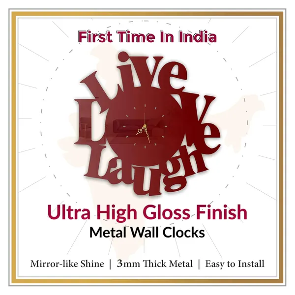 Wine_Red_Live_Love_Laugh_Wall_Clock_Ultra_High_Gloss_Metal_Built_Silent_Non_Ticking_Metal_Wall_Clock_Motivational_Decor_Living_Room_Bedroom_Office