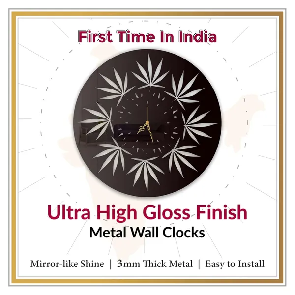 Black_Leaf_Mandala_Pattern_Wall_Clock_Ultra_High_Gloss_Metal_Built_Silent_Non_Ticking_Modern_Wall_Decor_Living_Room_Bedroom_Studio