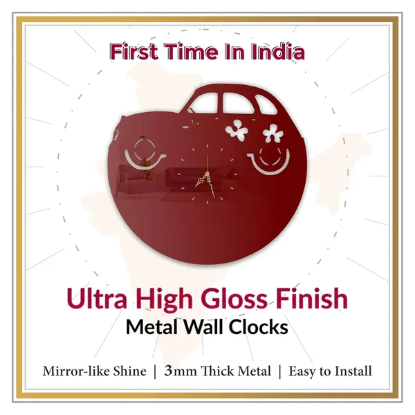 Wine_Red_Cute_Retro_Car_Wall_Clock_Ultra_High_Gloss_Metal_Built_Silent_Non_Ticking_Modern_Wall_Decor_Living_Room_Kids_Room_Bedroom_Playroom