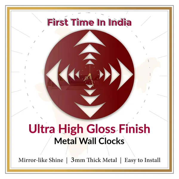 Wine_Red_Geometric_Illusion_Pattern_Wall_Clock_Ultra_High_Gloss_Metal_Built_Silent_Non_Ticking_Modern_Wall_Decor_Living_Room_Bedroom_Office