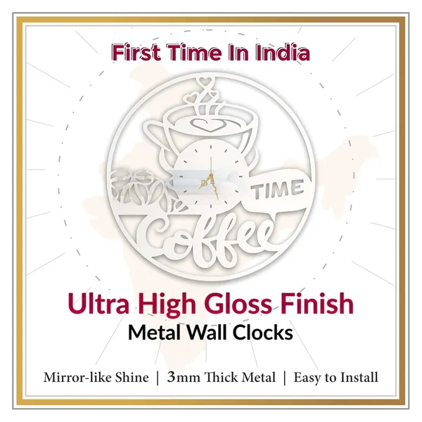 White_Coffee_Time_Wall_Clock_Ultra_High_Gloss_Metal_Built_Silent_Non_Ticking_Metal_Wall_Clock_Kitchen_Decor_Living_Room_Cafe_Coffee_Corner