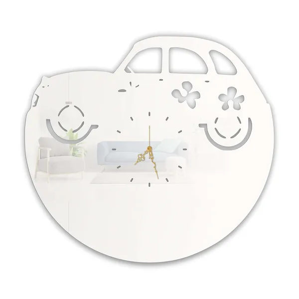 White_Cute_Retro_Car_Wall_Clock_Ultra_High_Gloss_Metal_Built_Silent_Non_Ticking_Modern_Wall_Decor_Living_Room_Kids_Room_Bedroom_Playroom