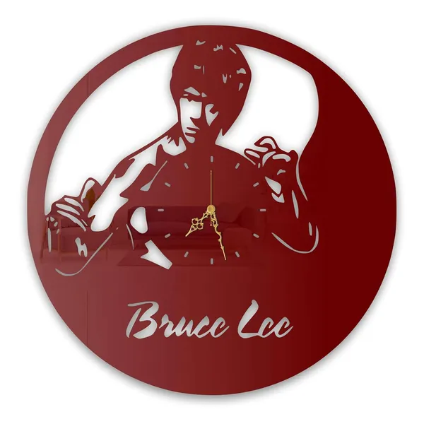 Wine_Red_Martial_Arts_Legend_Wall_Clock_Ultra_High_Gloss_Metal_Built_Silent_Non_Ticking_Movement_Action_Hero_Wall_Decor_Living_Room_Bedroom_Gym
