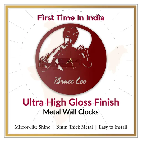 Wine_Red_Martial_Arts_Legend_Wall_Clock_Ultra_High_Gloss_Metal_Built_Silent_Non_Ticking_Movement_Action_Hero_Wall_Decor_Living_Room_Bedroom_Gym