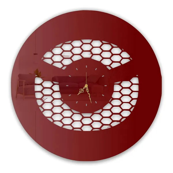 Wine_Red_Hex_Core_Ring_Wall_Clock_Ultra_High_Gloss_Metal_Built_Silent_Non_Ticking_Movement_Futuristic_Wall_Decor_Living_Room_Bedroom_Office
