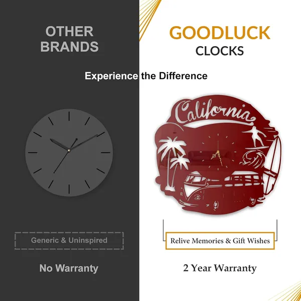 Wine_Red_California_Surf_Wall_Clock_Ultra_High_Gloss_Metal_Built_Silent_Non_Ticking_Retro_Beach_Wall_Decor_Living_Room_Bedroom_Cafe_Office