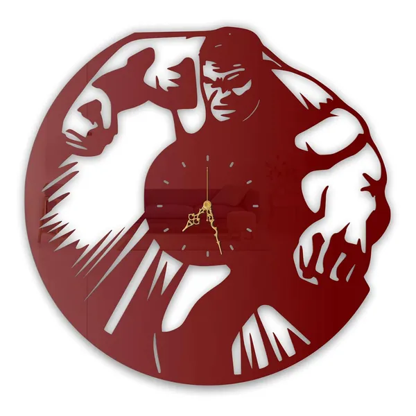 Wine_Red_Mighty_Green_Warrior_Wall_Clock_Ultra_High_Gloss_Metal_Metal_Built_Silent_Non_Ticking_Living_Room_Bedroom_Hero_Theme_Clock