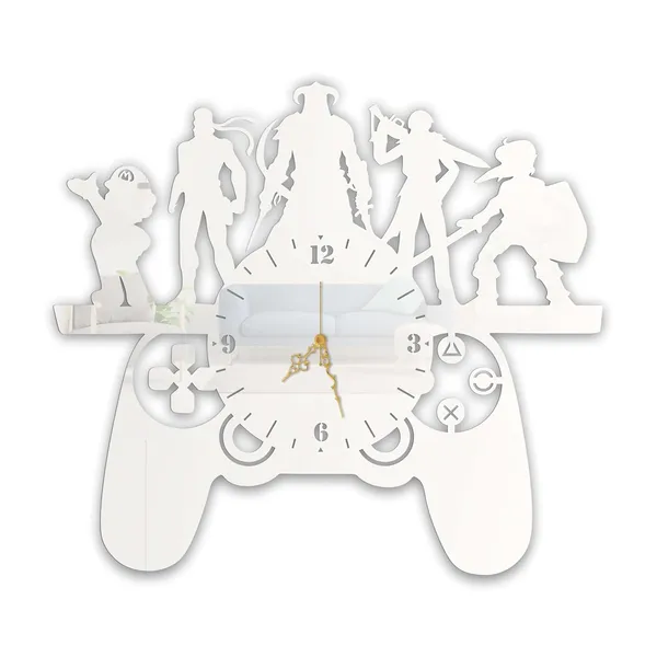 White_Gamer_Legends_Wall_Clock_Metal_Gamepad_Design_Cool_Wall_Decor_For_Living_Room_Bedroom_Gaming_Setup_Silent_Analog_Clock