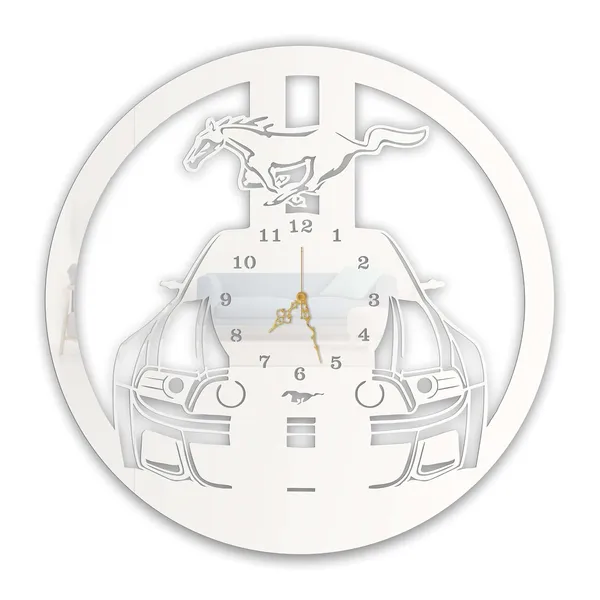 White_Racing_Stallion_Car_Clock_Muscle_Car_Theme_Metal_Wall_Decor_Gift_For_Car_Lovers_Living_Room_Garage_Silent_Wall_Clock