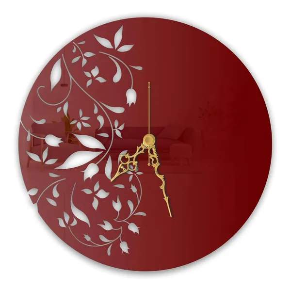 Wine_Red_Floral_Bloom_Art_Clock_Elegant_Botanical_Design_Modern_Wall_Decor_For_Living_Room_Bedroom_Office_Silent_Analog_Metal_Clock