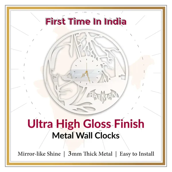White_Dark_Vigilante_Wall_Clock_Metal_Built_Ultra_High_Gloss_Silent_Non_Ticking_Movement_Hero_Wall_Decor_Living_Room_Bedroom_Fan_Cave