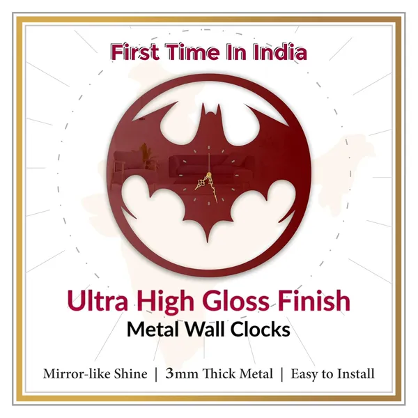 Wine_Red_Dark_Vigilante_Emblem_Wall_Clock_Metal_Built_Ultra_High_Gloss_Silent_Non_Ticking_Movement_Hero_Wall_Decor_Living_Room_Bedroom_Fan_Cave