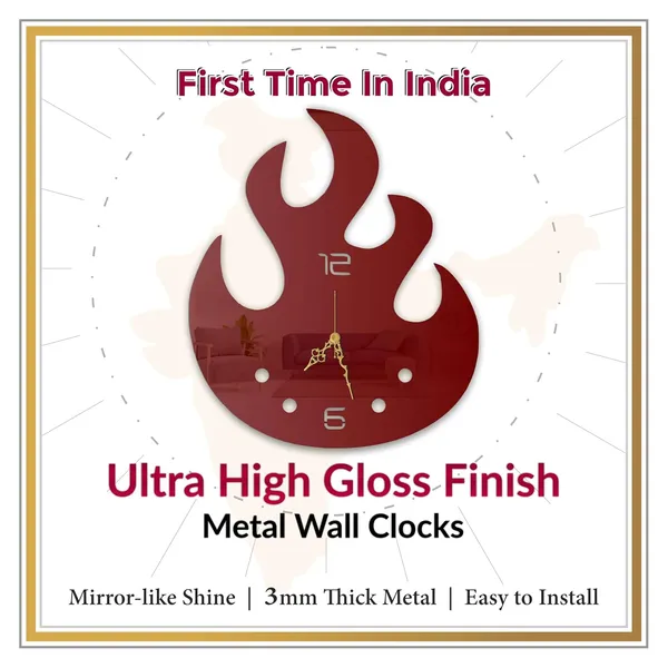 Wine_Red_Flame_Fusion_Wall_Clock_Metal_Built_Ultra_High_Gloss_Silent_Non_Ticking_Movement_Modern_Wall_Decor_Living_Room_Bedroom_Office