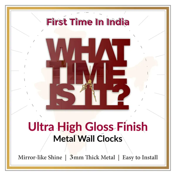 Wine_Red_What_Time_Is_It_Wall_Clock_Metal_Built_Ultra_High_Gloss_Silent_Non_Ticking_Movement_Modern_Typography_Wall_Decor_Living_Room_Office_Bedroom