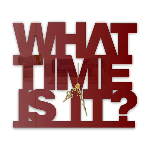 Wine_Red_What_Time_Is_It_Wall_Clock_Metal_Built_Ultra_High_Gloss_Silent_Non_Ticking_Movement_Modern_Typography_Wall_Decor_Living_Room_Office_Bedroom