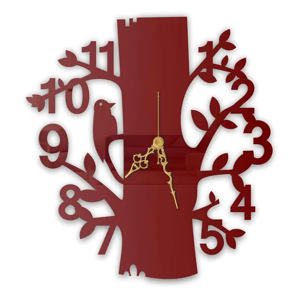 Wine_Red_Bird_On_Tree_Wall_Clock_Metal_Built_Ultra_High_Gloss_Silent_Non_Ticking_Movement_Nature_Wall_Decor_Living_Room_Bedroom_Office
