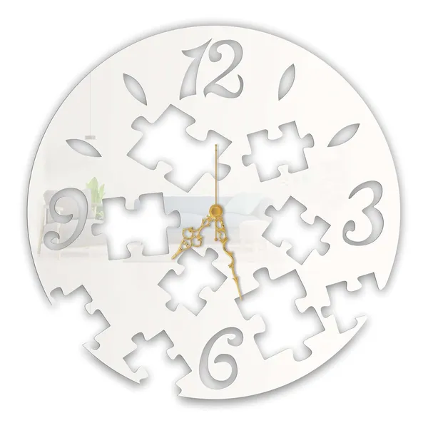 White_Puzzle_Art_Wall_Clock_Metal_Built_Ultra_High_Gloss_Silent_Non_Ticking_Movement_Unique_Wall_Decor_Living_Room_Bedroom_Office