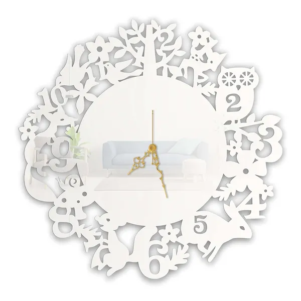 White_Forest_Animals_Wall_Clock_Metal_Built_Ultra_High_Gloss_Silent_Non_Ticking_Movement_Nature_Wall_Decor_Living_Room_Bedroom_Kids_Room