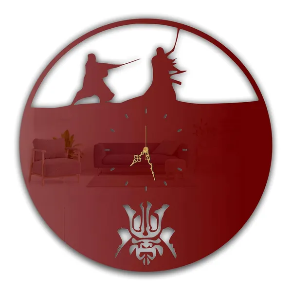 Wine_Red_Samurai_Warrior_Wall_Clock_Metal_Built_Ultra_High_Gloss_Silent_Non_Ticking_Movement_Japanese_Wall_Decor_For_Living_Room_Office