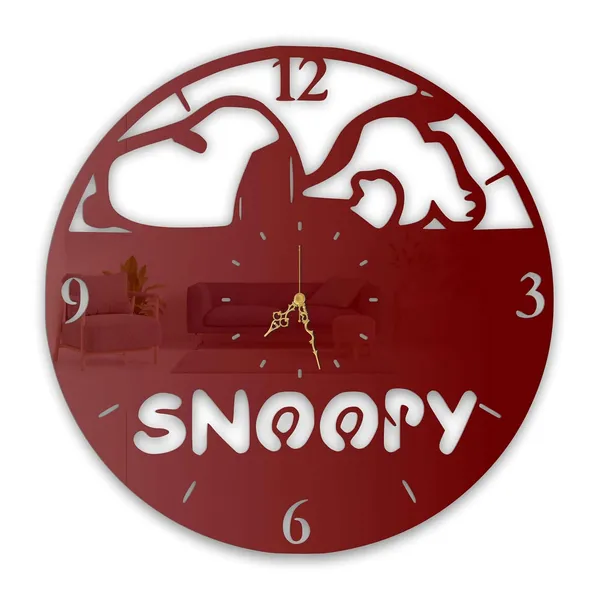 Wine_Red_Sleepy_Pup_Wall_Clock_Metal_Built_Ultra_High_Gloss_Silent_Non_Ticking_Movement_Cute_Wall_Decor_Living_Room_Bedroom_Kids_Room