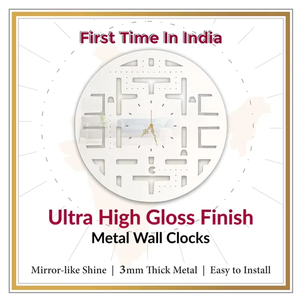 White_Retro_Maze_Runner_Wall_Clock_Metal_Built_Ultra_High_Gloss_Silent_Non_Ticking_Movement_Gaming_Wall_Decor_Living_Room_Bedroom_Game_Room
