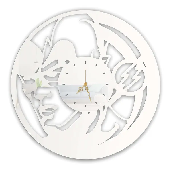 White_Lightning_Runner_Wall_Clock_Metal_Built_Ultra_High_Gloss_Silent_Non_Ticking_Movement_Superhero_Wall_Decor_Living_Room_Gaming_Room_Bedroom