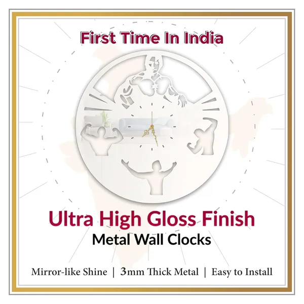 White_Muscle_Champion_Wall_Clock_Metal_Built_Ultra_High_Gloss_Silent_Non_Ticking_Movement_Fitness_Wall_Decor_Gym_Room_Living_Room_Bedroom