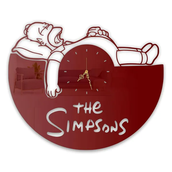 Wine_Red_Sleepy_Cartoon_Dad_Wall_Clock_Metal_Built_Ultra_High_Gloss_Silent_Non_Ticking_Fun_Wall_Decor_Living_Room_Bedroom_Kids_Room