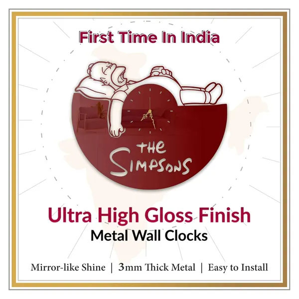 Wine_Red_Sleepy_Cartoon_Dad_Wall_Clock_Metal_Built_Ultra_High_Gloss_Silent_Non_Ticking_Fun_Wall_Decor_Living_Room_Bedroom_Kids_Room