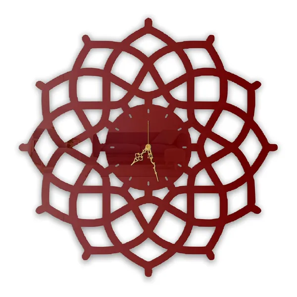 Wine_Red_Geometric_Mandala_Wall_Clock_Metal_Built_Ultra_High_Gloss_Silent_Non_Ticking_Movement_Modern_Wall_Decor_Living_Room_Bedroom_Office