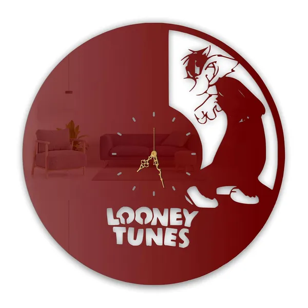 Wine_Red_Sneaky_Cat_Wall_Clock_Metal_Built_Ultra_High_Gloss_Silent_Non_Ticking_Movement_Cartoon_Wall_Decor_Living_Room_Kids_Room_Playroom