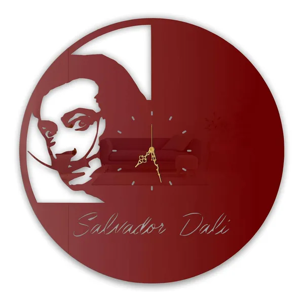 Wine_Red_Surrealist_Muse_Wall_Clock_Metal_Built_Ultra_High_Gloss_Silent_Non_Ticking_Artistic_Wall_Decor_Living_Room_Bedroom_Studio