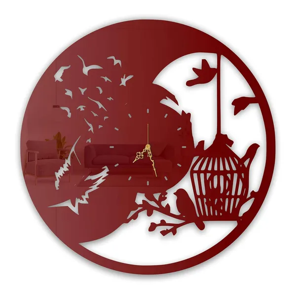 Wine_Red_Feather_Freedom_Birds_Wall_Clock_Metal_Ultra_High_Gloss_Silent_Non_Ticking_Artistic_Wall_Decor_For_Living_Room_Bedroom