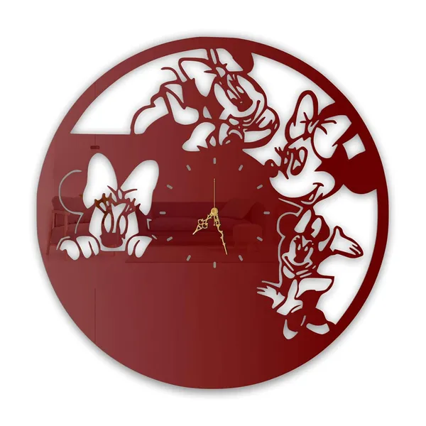 Wine_Red_Cartoon_Mouse_Friends_Wall_Clock_Metal_Built_Ultra_High_Gloss_Silent_Non_Ticking_Cute_Kids_Wall_Decor_Bedroom_Playroom_Nursery