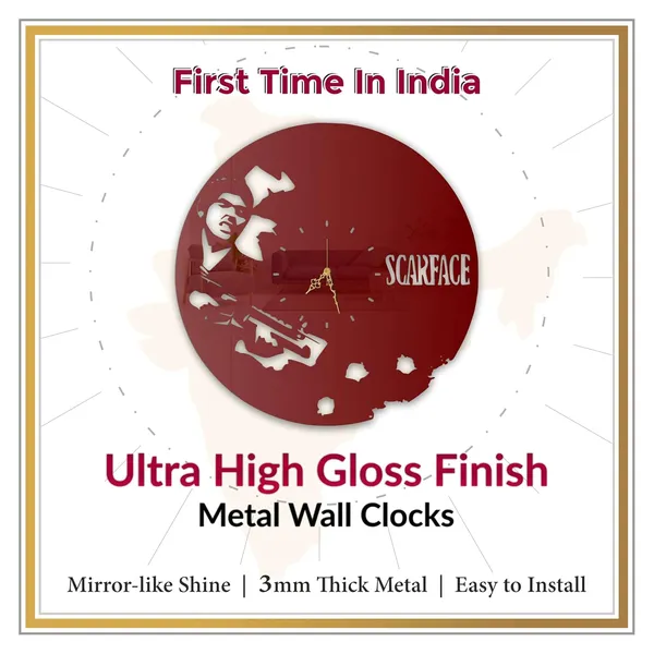 Wine_Red_Shadow_Enforcer_Wall_Clock_Metal_Built_Ultra_High_Gloss_Silent_Non_Ticking_Movement_Crime_Noir_Wall_Decor_Living_Room_Office_Studio
