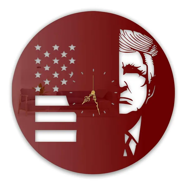 Wine_Red_Leader_Silhouette_Wall_Clock_Metal_Built_Ultra_High_Gloss_Silent_Non_Ticking_Patriotic_Wall_Decor_Living_Room_Office_Study_Room