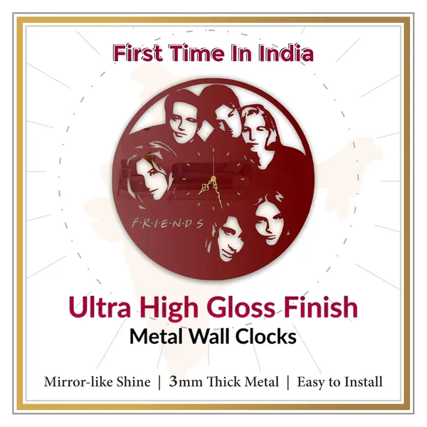 Wine_Red_Classic_Comedy_Crew_Wall_Clock_Metal_Built_Ultra_High_Gloss_Silent_Non_Ticking_Sitcom_Themed_Wall_Decor_Living_Room_Bedroom_Fan_Space