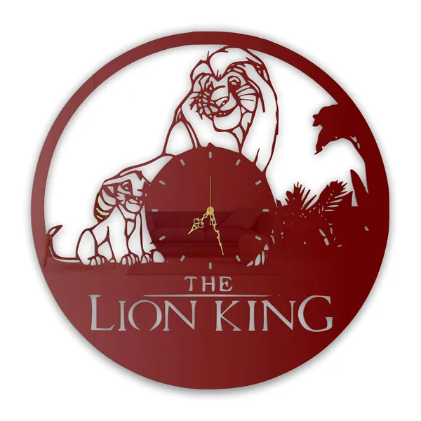 Wine_Red_Jungle_Royalty_Wall_Clock_Metal_Built_Ultra_High_Gloss_Silent_Non_Ticking_Animal_Kingdom_Wall_Decor_Living_Room_Bedroom_Kids_Room