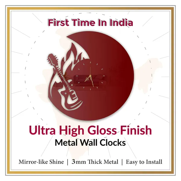 Wine_Red_Flaming_Guitar_Wall_Clock_Metal_Built_Ultra_High_Gloss_Silent_Non_Ticking_Rock_Music_Wall_Decor_Living_Room_Studio_Bedroom