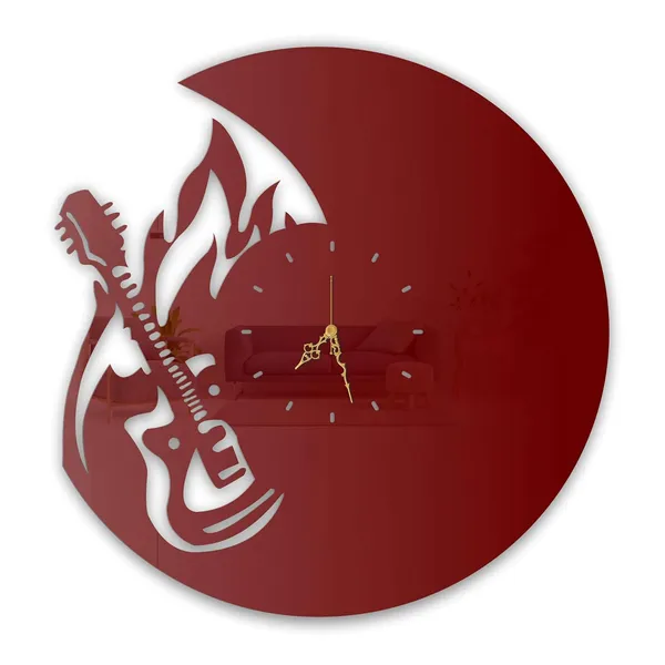 Wine_Red_Flaming_Guitar_Wall_Clock_Metal_Built_Ultra_High_Gloss_Silent_Non_Ticking_Rock_Music_Wall_Decor_Living_Room_Studio_Bedroom