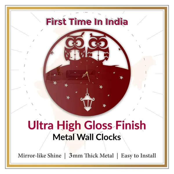 Wine_Red_Owl_Couple_Night_Sky_Wall_Clock_Metal_Built_Ultra_High_Gloss_Silent_Non_Ticking_Cute_Animal_Wall_Decor_Living_Room_Bedroom_Kids_Room